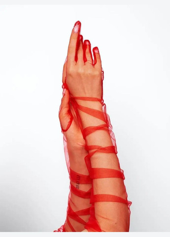 Рукавиці жіночі декоративні напівпрозорі "" довгі чорні No Brand Естетика (315035686)