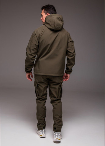 Оливковый (хаки) зимний теплый костюм softshell анорак + штаны Vakko