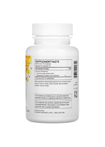 Натуральна добавка Curcumin Phytosome 1000 mg, 60 капсул Thorne Research (294926198)