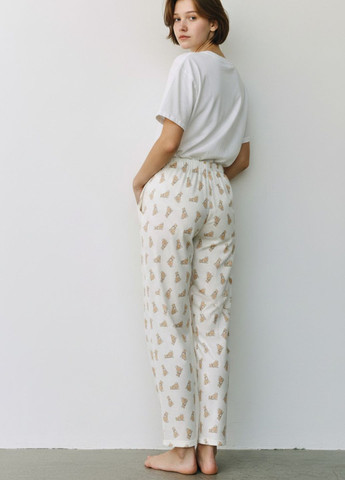 Бежевая всесезон пижамные хлопковые штаны printed bottom pyjama низ пижамы голубой (8411) Primark