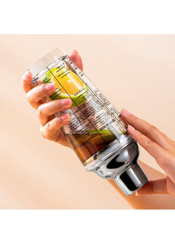 Шейкер барный для коктейлей 400 мл нержавеющая сталь и стекло с мерными отметками MC-TJ400 Серебристый Youchen (350349080)