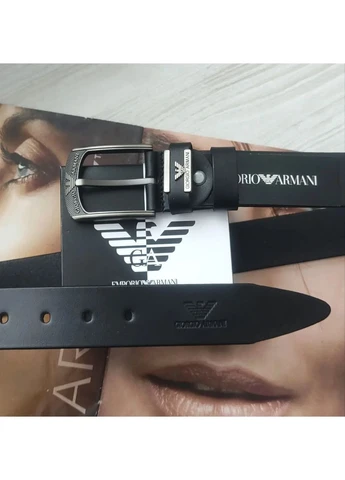 Мужской черный кожаный ремень No Brand (382866440)
