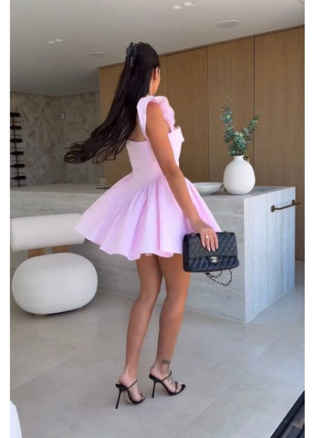 Розовое праздничный, карнавальный, коктейльное, повседневный, вечернее, домашнее, пляжное, кэжуал элегантное женское мини-платье Україна однотонное