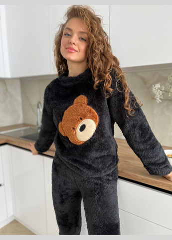 Чорна зимня піжама жіноча тепла кофта + брюки No Brand