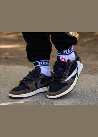 Сірі всесезонні кроссовки air jordan 1 retro low og sp travis scott - cq4277-001 Nike