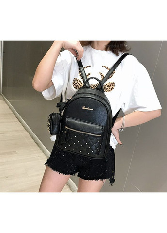 Стильний дитячий рюкзак для дівчаток чорний з брелоком та гаманцем міні рюкзачок для школи та прогулянок ProDobro (363221428)