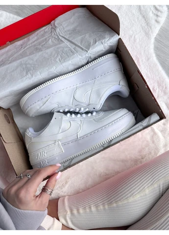 Білі Осінні кросівки чоловічі і жіночі nike air force 1 shadow white | найк еір форс 1 білі No Brand