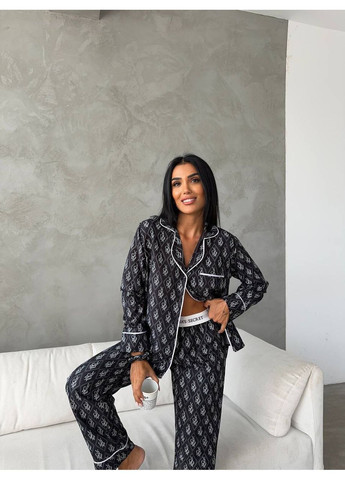 Чорна піжама viktoriia’s secret,поліестр+віскоза,сорочка та штани Україна