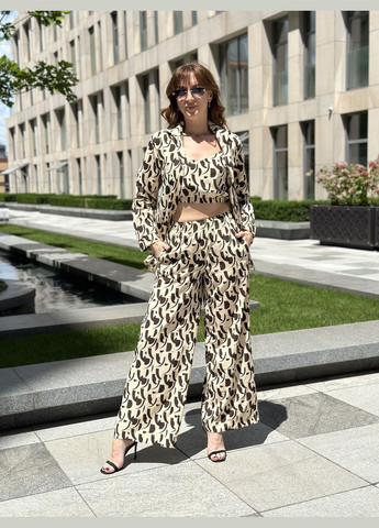 Женский костюм софт рубашка и штаны Капучино с шоколадным принтом Maybel (337702504)