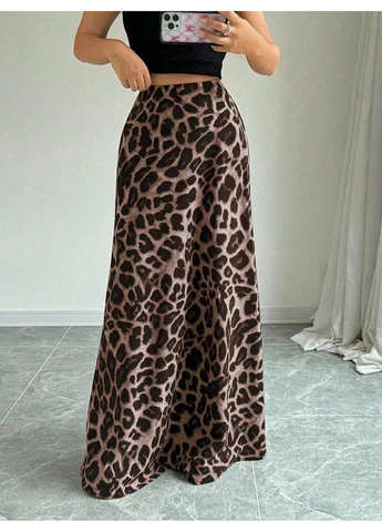 Коричневая леопардовая юбка SHEIN