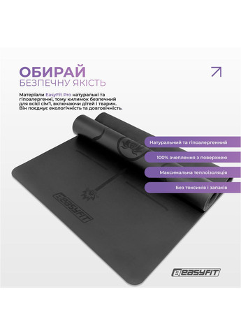 Коврик для йоги профессиональный Pro каучук 5 мм Черный (A-021929) EasyFit (364550644)