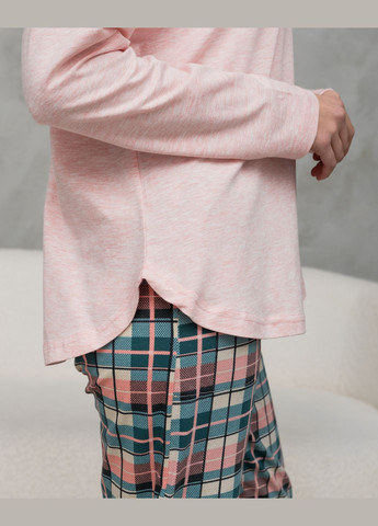 Персикова жіночий комплект зі штанами в клітку Nicoletta