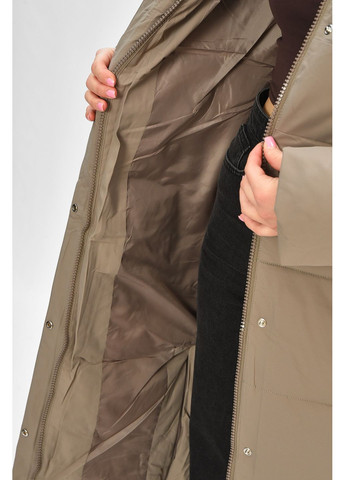 Оливкова (хакі) зимня куртка жіноча подовжена зимова кольору хакі Let's Shop