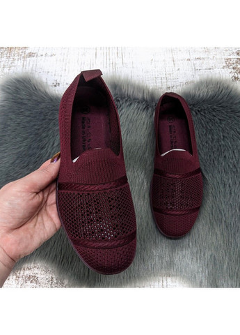 Бордовые мокасины женские летние текстильные слипоны Gipanis