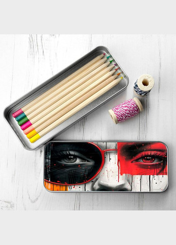 Органайзер для канцелярського приладдя металевий,кейс для дрібниць очі дівчини 7*18 см Silver No Brand (309160723)