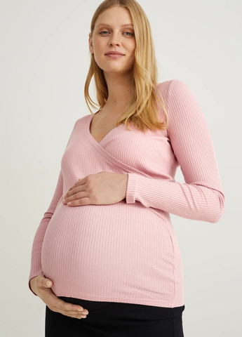 Рожевий демісезонний джемпер у рубчик для вагітних C&A