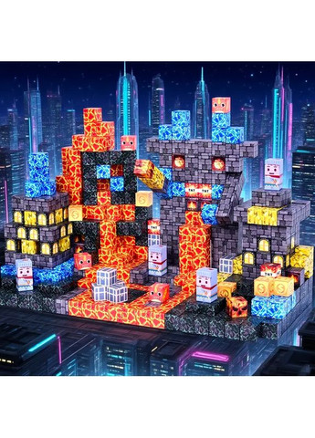 Магнитный конструктор 100 блоков Домик с водопадом Minecraft (351586039)