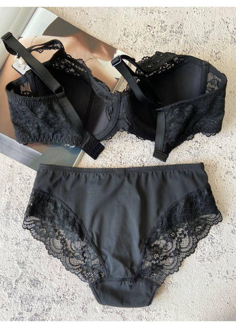 Черный черное женское нижнее белье большого размера комплект на чашку е Lanny Mode