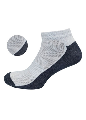 Чорні набір чоловічих шкарпеток коротких сітка з сірою підошвою 40-45 3 пар білий/сірий Лео однотонні (336213584)