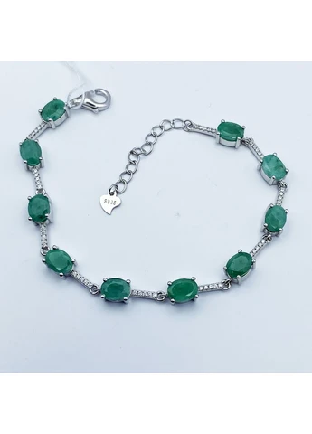 Браслет серебряный с изумрудом 16,5+3 см 8,18 г No Brand (370565328)