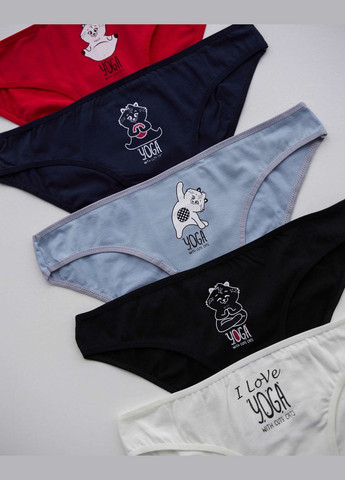 Женские трусики-слип хлпковые, микс с котиками 5 шт Nicoletta (340462232)