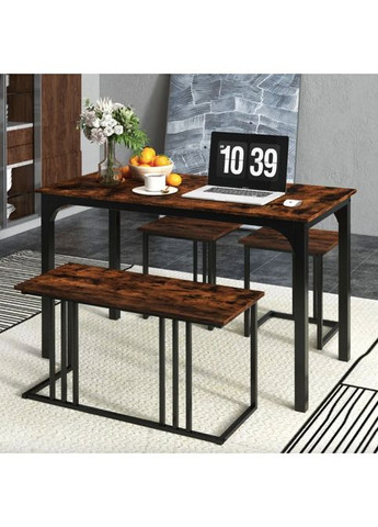 Комплект Decima обеденный стол со стульями в стиле Loft коричневый Costway (361953122)