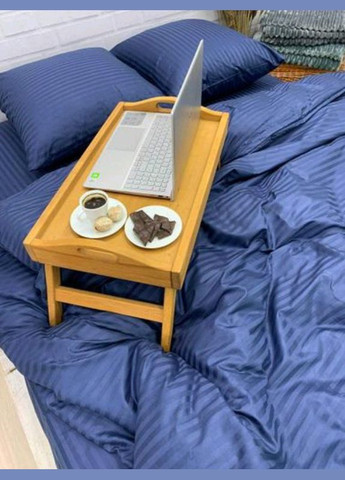 Євро комплект постільної білизни Страйп Сатин LUX 200*220 Сірий RW (332810701)