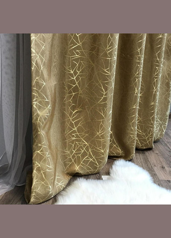 Однотонные мраморные шторы жаккард 2шт Золотистый 2x100x270 см (П1Е101108-4) No Brand (306633237)