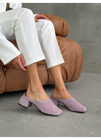 Фиолетовые замшевые сабо No Brand