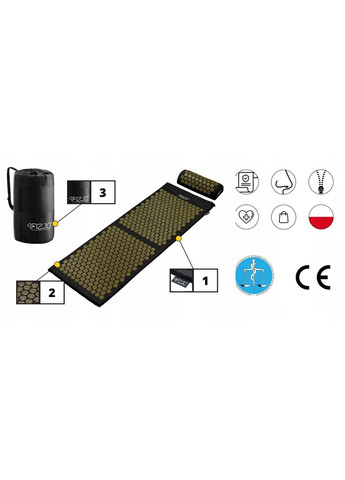 Килимок акупунктурний з валиком Classic Mat XL Аплікатор Кузнєцова Black/Gold (P-5907739315052) 4FIZJO (301733426)