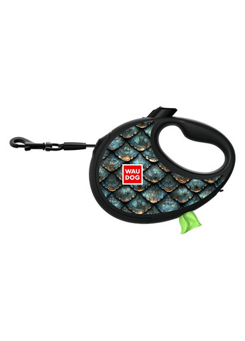 Повідець-рулетка для собак WAUDOG R-leash з контейнером для пакетів, малюнок "Луска", світловідбивна стрічка,, до 40 кг, 5 м No Brand (363197956)