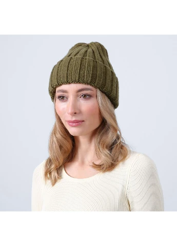 Шапка бини женская шерсть зеленая СОФИЯ LuckyLOOK 993-457 (376404798)
