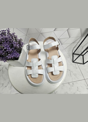 Белые босоножки белые из натуральной кожи на платформе No Brand