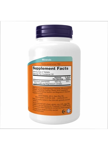 Витамины и минералы Magnesium Citrate 200mg - 250 tabs Now Foods (296192043)
