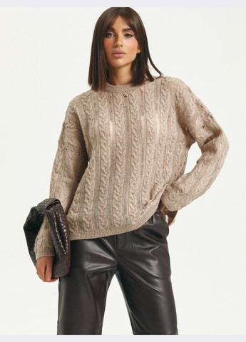 Бежевий демісезонний напівпрозорий в'язаний джемпер бежевого кольору Dressa