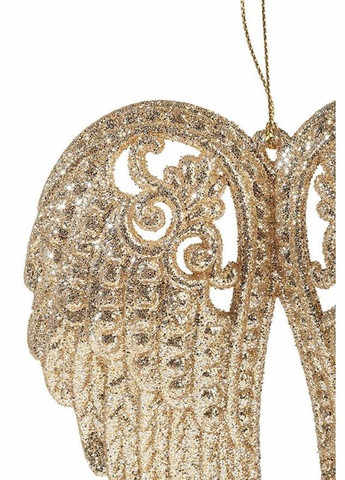 Набір (4 шт) прикраса для ялинки Крила Ангела (788-574) Золота підвіска пластикова 15 см BonaDi (328924826)