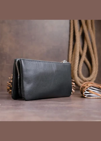 Вместительный клатч на два отделения женский 19246 Черный st leather (315344082)