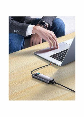 USB-HubBaseus Metal Gleam Series 4-in-1 Multifunctional Type-C HUB Docking Station （Type-C to USB3.0*3+RJ45*1） Baseus (324744295)