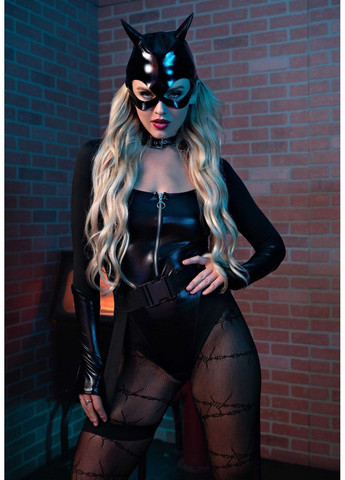 Еротичний костюм кішечки Fierce Feline, боді, пояс з підв'язкою, маска кішки 16913 Leg Avenue (392050669)