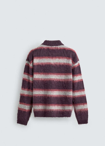 Розовая футболка-поло для мужчин Zara в полоску