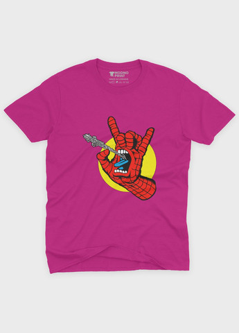 Розовая демисезонная футболка для мальчика с принтом супергероя - человек-паук (ts001-1-fuxj-006-014-103-b) Modno