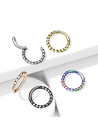 Кольцо кликер (спираль) из стали RH72-1608-ST серьги для пирсинга септума носа, хряща уха (1,2мм; 8мм) Spikes (333698637)