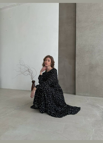 Чорна повсякденний сукня кльош Garna з абстрактним візерунком