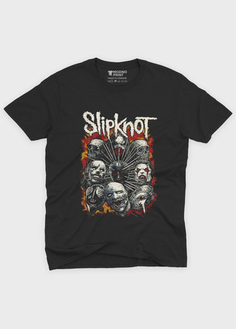 Чорна чоловіча футболка з рок принтом "slipknot" (ts001-5-bl-004-2-308) Modno