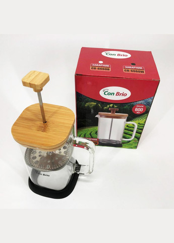 Френч-прес для кави з поршнем 600мл CB-6660W, Чайник заварник, BE-677 Френч-прес красивий Con Brio (349512115)