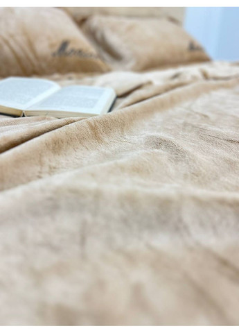 Велюровое постельное белье Моника евро 200х230 простыня на резинке 180*200*30 капучино Koloco (371996498)