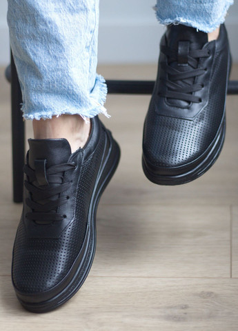 Zlett Кеды женские из натуральной кожи и перфорации черный з натуральная кожа, украина — лето (284664259)