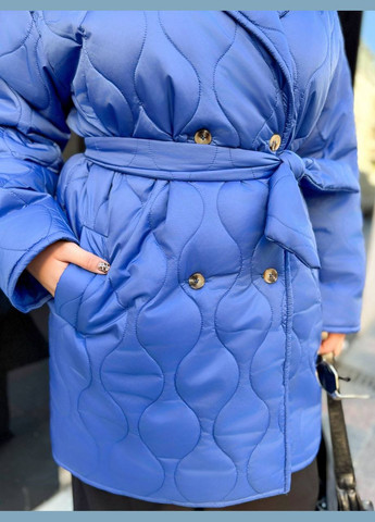 Синє демісезонне Пальто стьобане оверсайз Garna