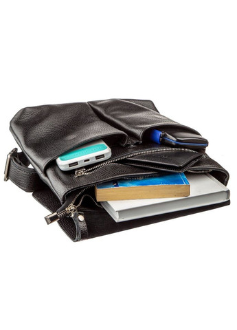 Кожаная сумка кросс боди мужская мессенджер через плечо черная 11157 Shvigel (329196538)