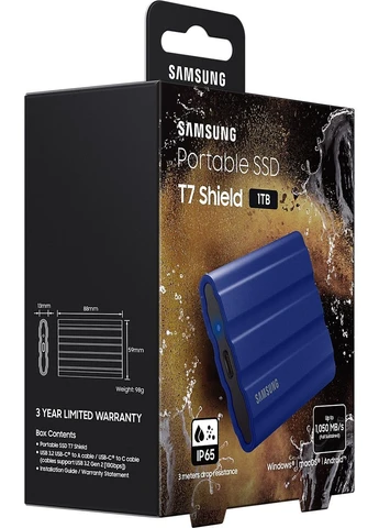 Внешний накопитель SSD 2.5" USB 1.0TB T7 Shield Blue (MU-PE1T0R/EU) USB 3.2, скорость чтения 1050 МБ/с Samsung (371633762)